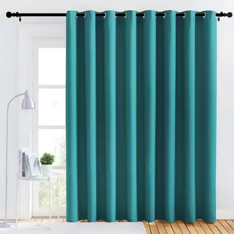 Lower Noise Room Divider Curtain Screen Partitions, Peacock Teal, 1 Panel, 84 Tall x 120 Wide, Black
