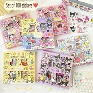 SANRIO 100 Sheets of Cute 2D Mickey Pumpkin Stickers with Kuromi and Melody Characters