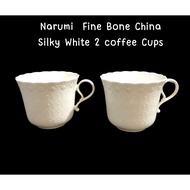 Bone China-Narumi Silky White 2 x Coffee Cups Very Beautiful Mug (There Is The Same Teapot In Another Post)