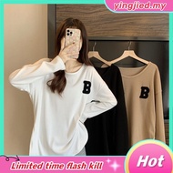 Waffle T Shirt Plus Size Women Long Sleeve Baggy Shirt Slimmer Look Baju Perempuan Lengan Panjang