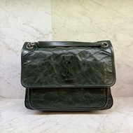 YSL 中款綠色銀鍊NIKI包