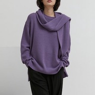青石紫色 3色入 冬日色彩 手套袖子圍巾領兩件套紙片人羊毛毛衣