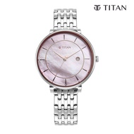 Titan Premium Workwear Beige Dial Analog with Date Stainless Steel Strap watch for Women