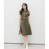 Faye - DIVA SET | Midi Skirt and Ribbon Crop Top | Linen Material