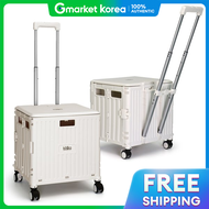 Klina 4-Wheel Foldable Folding Cart Hand Cart Shopping Cart (Integrated Cover /Cream)
