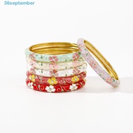 SEPTEMBER Vintage Cloisonne Bangle, Enamel Cherry Blossom Chinese Flower Bangle, Handicraft Traditio