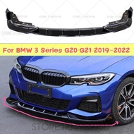 Carbon Look Front Bumper Lip Spoiler Splitter Diffuser Cover Canards tuning For BMW 3 Series G20 G21