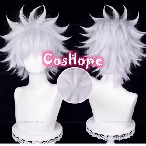 Killua Zoldyck Cosplay Wig Short Silver White Wig Cosplay Anime Cosplay Wig Heat Resistant Synthetic