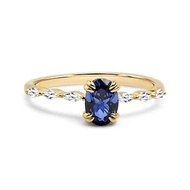 Dainty Lab Sapphire Ring, 18K Gold Over Sterling Silver, Gift For Her, Anniversary, Wedding, Birthda