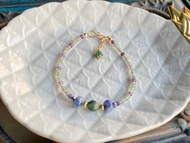 森林海洋系手鍊 印度瑪瑙 藍點石 鈦赫茲 紫螢石 非洲玉 橄欖石