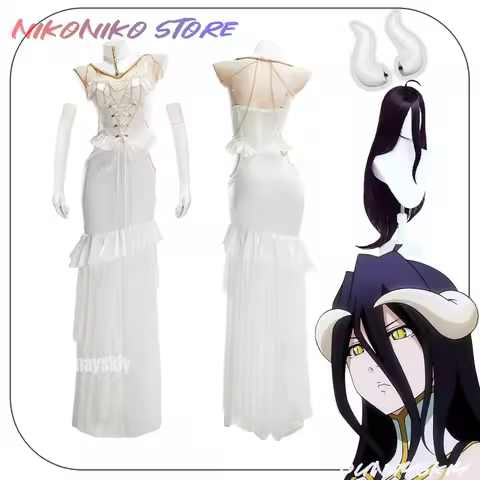 Albedo Cosplay Anime Overlord Cosplay Costume Women White Dress Overlord Albedo Costume Halloween Ch