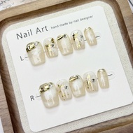 10 chiếc móng tay giả vuông ngắn Exude Luxury - Móng tay acrylic thủ công ấn vào theo phong cách quy