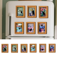 [STTR] Oil Painting Cat Refrigerator , Wooden Frame Black Cat Theme , Retro Rectangle Frame ic Decor