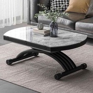 A&1049氣壓茶几 餐枱 岩板餐枱 實木底板 升降枱 多功能餐桌 可移動帶轆 升降桌子 免安裝整裝發貨 可變圓形長方形 油壓枱 全新包送貨 dining table #tea table#coffe