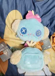 香港迪士尼樂園 Stitch 史迪仔 系列 Scrump 小金 小甘 金仔 甘仔 阿金 阿甘 冬日 戴耳套 毛公仔 頭型 大頭 公仔頭 證件套 証件套 八達通套 卡包 Card Holder 可伸縮 