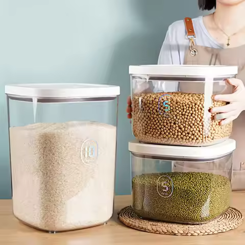 6L/12L Flour Storage Box Sealed Rice Bucket Pet Grain Storage Bucket Cat Grain Bucket Miscellaneous 