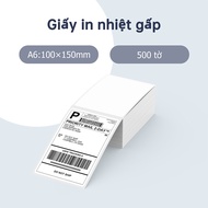 FlashLabel Giấy in nhiệt A6 tệp 500 tờ in đơn TMĐT tem nhãn vận chuyển có sẵn lớp keo dính sẵn dùng