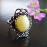 琥珀 天然波羅的海白花蜜蠟 戒指3克 非二代琥珀 蜜蠟 Baltic