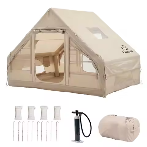 Inflatable Tent for Camping, 4/6 Person Blow up Air Glamping Room Tent House with Stove, Custom
