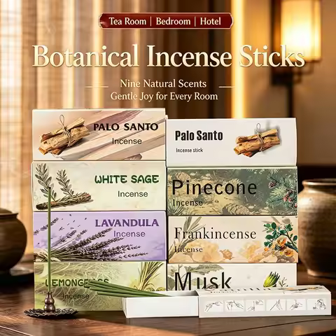 1 Box Contains 35 Incense Sticks, 9 Different Scents: Frankincense, Lavender, Lemongrass, White Musk