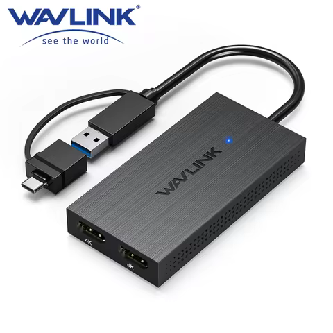 WAVLINK USB 3.1/USB C to Single/Dual HDMI Adapter DL6950/SM768 Chip Dual 2K/5K@60Hz Monitor Compatib