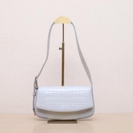 BALENCIAGA(巴黎世家) Ghost 腋下包 鱷魚壓紋 灰色  銀扣