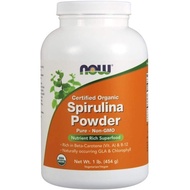 Now Foods Certified Organic Spirulina Powder 454g Rich in Beta-Carotene (Vitamin A) and B-12 GLA & C