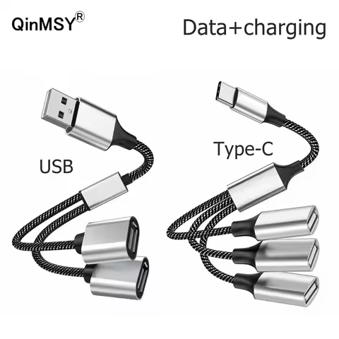 3 in 1 Type-C USB To 2 OTG 3 Port HUB Cable Splitter USB Type-C OTG Adapter charging data Cable 30cm