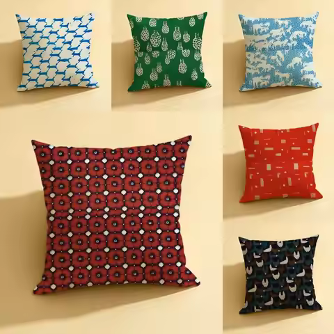 Brand M-Mina P-Perhonen Cushion Cover Natural Linen Pillowcase Set, All-in-One Decor for Sofa, Bedro