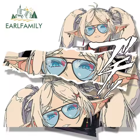 EARLFAMILY Streetwear Frieren Car Sticker Hot Anime Sketch Waifu Decal JDM Cartoon Peek Girl Graffit
