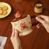 Hot-selling Cute Bear High-Value Ceramic Mug with Lid Couple Drinking Cup Girlfriends Birthday Gift 