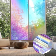 300CM Holographic Clear Window Film Iridescent Window Dichroic Film Decorative Glass Sticker Self-Ad