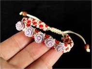 彩色飾界╭☆水晶坊-紫海竹珊瑚玫瑰花手鍊 非常漂亮
