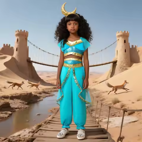 Kids Arabian Princess Dress Girls Halloween Jasmine Costume Children Carnival Cosplay Party Disguise