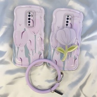 Purple Tulip Phone Case OPPO Reno2F 2Z With Holder Girl Case OPPO Reno3 Reno2 Reno5 Reno6 Reno7 ins Style