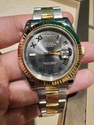 『已交流』👏👏👏勞力士 116333 ROLEX 羅馬數字時標 石板灰色面盤 綠羅馬 18K黃金 太陽圈 DATEJUST