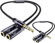 2 PCS 3.5mm Headphone Splitter, 36cm/14 inch Hi-Fi Sounds Extension Cable Audio Stereo Y Splitters, 