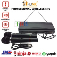 Mic / Microphone HOMIC Double Wireless HM-306 HM306 VHF Series Karaoke Homic Microphone Homic HM-306 Wireless Wired