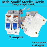 MCB MERLIN GERIN modif dengan segel timah anti jeglek tahan panas kuat beban daya MCB listrik 2 amp