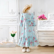 ML050 Jubah Kids Long Dress Girls Muslim Floral Print Jubah Budak Perempuan Kanak-Kanak 4Y-14Y [ REA