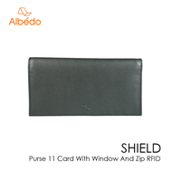 กระเป๋าสตางค์ใบยาว ป้องกันการโจรกรรมข้อมูล ALBEDO PURSE 11 CARD WITH WINDOW AND ZIP RFID รุ่น SHIELD