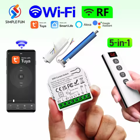 Tuya Alexa Smart WiFi RF Curtain Roller Shutter Switch Module 110V 220V 240V 5-in-1 Transmitter for 