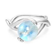 月光石純銀戒指 藍白光個性彩虹飾品 質感銀器 六月誕生石純銀戒