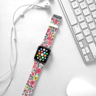 粉色花 Apple Watch 真皮手錶帶 38 40 42 44 mm Series 5 -009