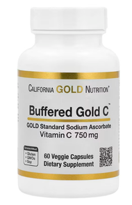 CALIFORNIA GOLD NUTRITION - 緩釋高純度維他命C 750毫克 60粒素食膠囊 -非酸性 降低腸道刺激-(USP等級/藥典級別/等於極低雜質/極高提純度) EXP: 2027.