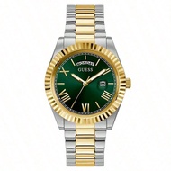 GW0265G8 Classic Elegant Men's Analog Quartz Watch With Day / Date Display Green Round Dial And Silv