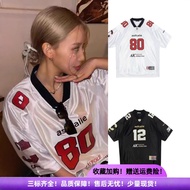 Minji hyein~Korean Niche Unisex Letter OVERSIZE Mesh Patchwork Jersey Short Sleeve T-Shirt Small Fis