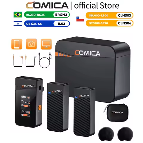 COMICA Vimo C 2.4G Wireless Lavalier Microphone with Charging Case,Lapel Mic for Camera Smartphone P