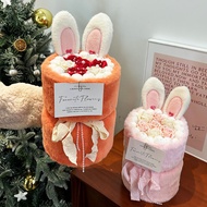 T Tanabata Gift Rabbit Earsfrench stylePreserved Flower Bouquet Plush Rose Bouquet Tanabata Gift Tea