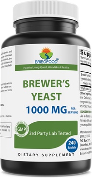 Brewers Yeast 1000 mg per Serving - 240 Tablets - 3rd Party Labe Tested for Purity & Quality